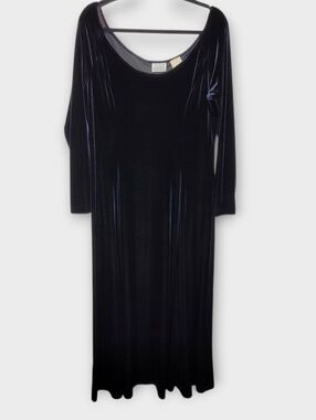 Vtg 90s Moda Intl Velvet Ballet Neck Maxi Dress XL Whimsigoth Witchy